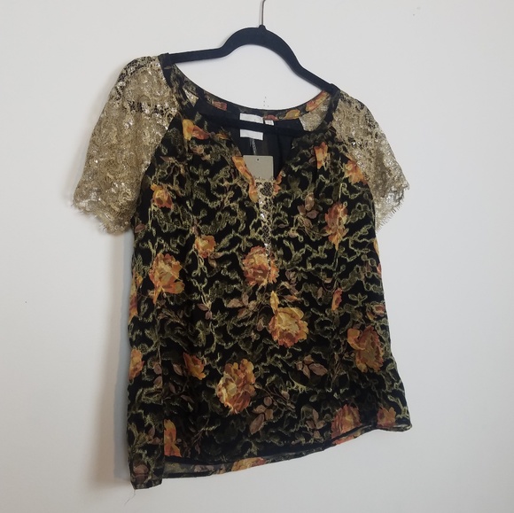 Anthropologie HD in Paris Disa Velvet Burnout Top - Picture 7 of 7
